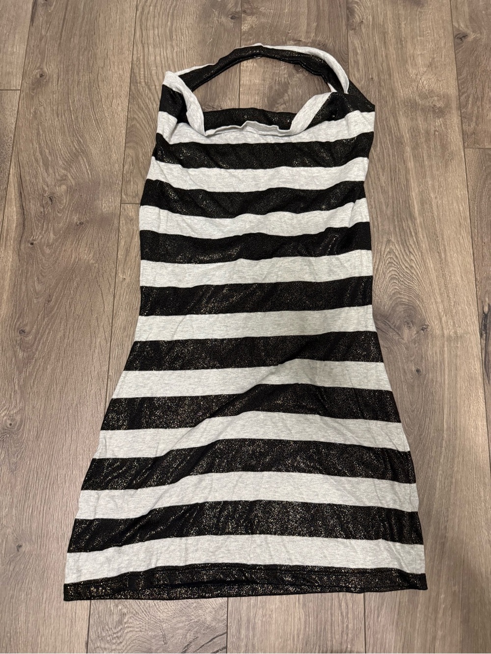 Black and White Striped Halter Tank Top